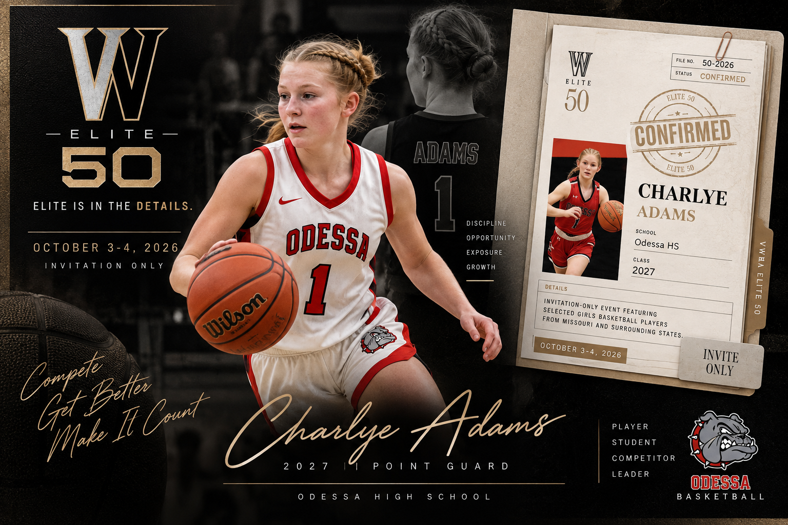 Charlye Adams 2026 VWBA Elite 50 invitee graphic